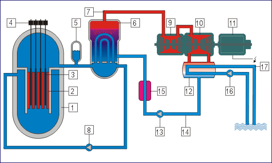Schema eines Druckwasserreaktors